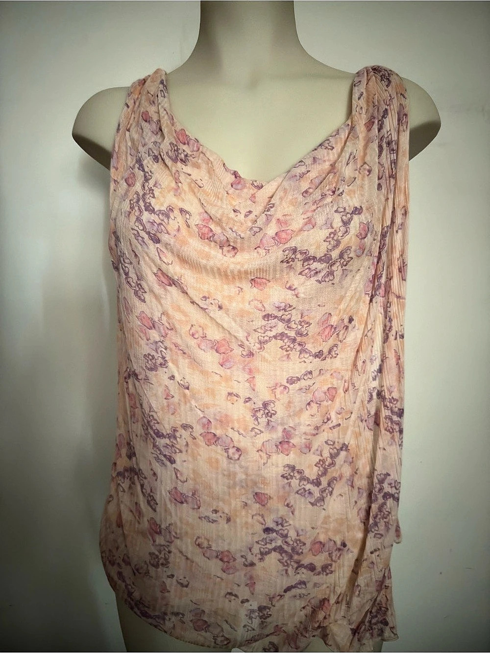 Free People Laila Cowl-Neck Top Floral Tank Pink & Purple